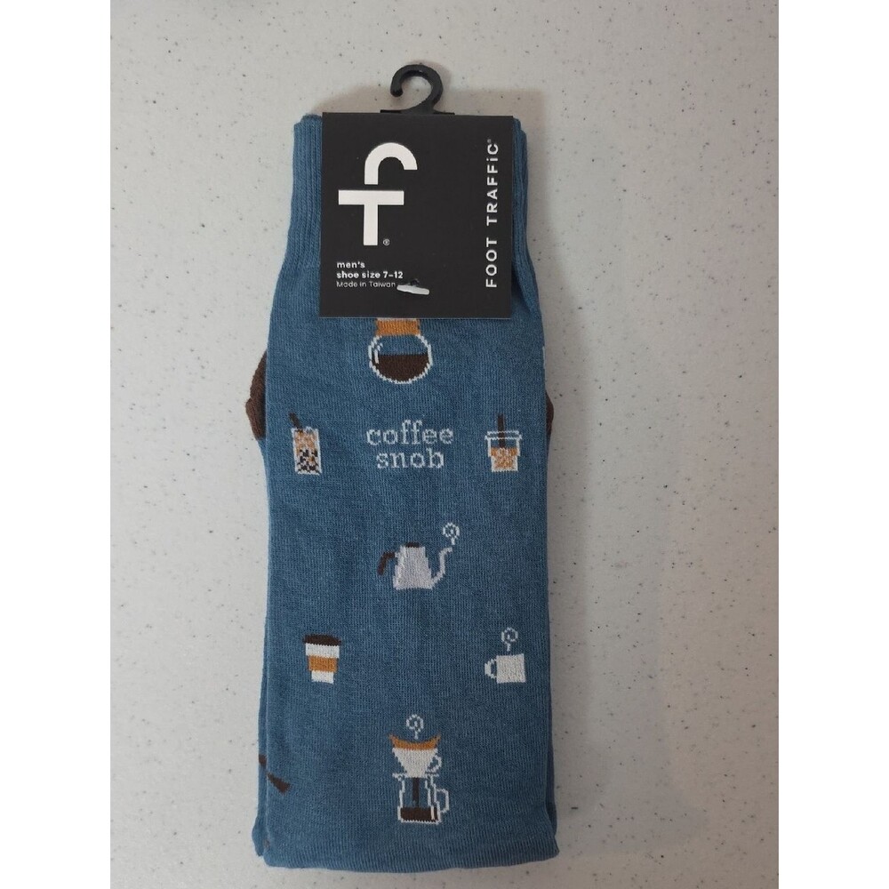 Foot Traffic Men's Blue 'Coffee Snab' Novelty Socks